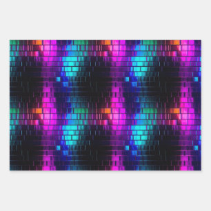 Koel Metallic Magenta Cyaan Vaporwave Tegel Patroo Inpakpapier Vel