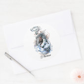 Koel middeleeuws water groene draak tattoo ronde sticker (Envelop)