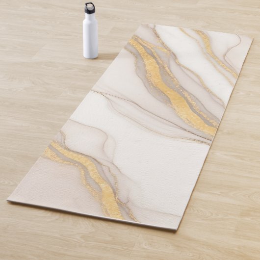 Koel Minimalistisch Beige Goud Marmer Yogamat (In situ)