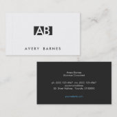 Koel Minimalistisch Monogram Modern Zwart-Wit Visitekaartje (Voorkant / Achterkant)