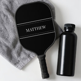Koel Minimalistische Zwarte en Witte Streep Eenvou Pickleball Paddle