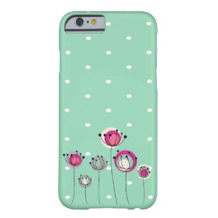Koel Mint Polka Dots, Simplistic Flowers Barely There iPhone 6 Hoesje