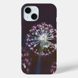 Koel Modern Artistiek Paars Bloemmotief  iPhone 15 Case