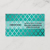 Koel, modern, blauwgroen en grijze quatrefolie visitekaartje (Achterkant)