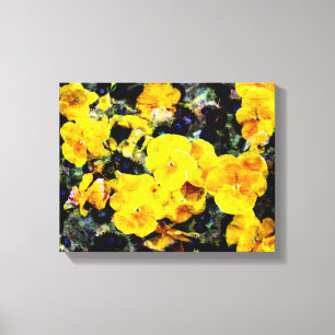 Koel modern geel vioolbloembloembloembloempatroon  canvas afdruk