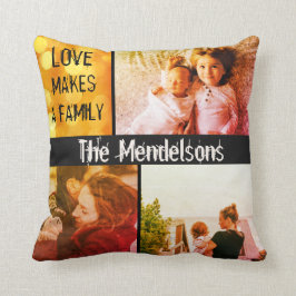 Koel modern gepersonaliseerd naambericht en foto's kussen