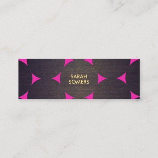 Koel, modern hout en roze cirkels patroon mini visitekaartje (Voorkant)