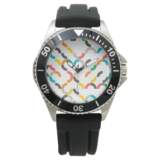Koel, modern, kleurrijk, trendy cirkelvormig horloge (Voorkant)