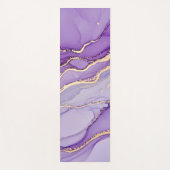 Koel Modern Paars Marmer Goud Glitter Yogamat (Voorkant)