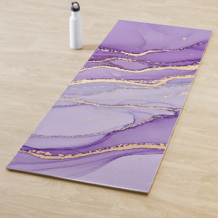 Koel Modern Paars Marmer Goud Glitter Yogamat