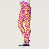 Koel modern roze en geel dierenprint patroon leggings (Links)
