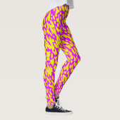 Koel modern roze en geel dierenprint patroon leggings (Rechts)