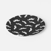Koel Modern Zwart Wit Snor Patroon Papieren Bordje (Gekanteld)