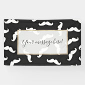 Koel Modern Zwart Wit Snor Patroon Spandoek (Horizontaal)