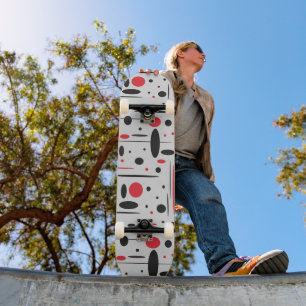 Koel Moderne Abstracte Geometrische Rode Zwarte Ki Persoonlijk Skateboard