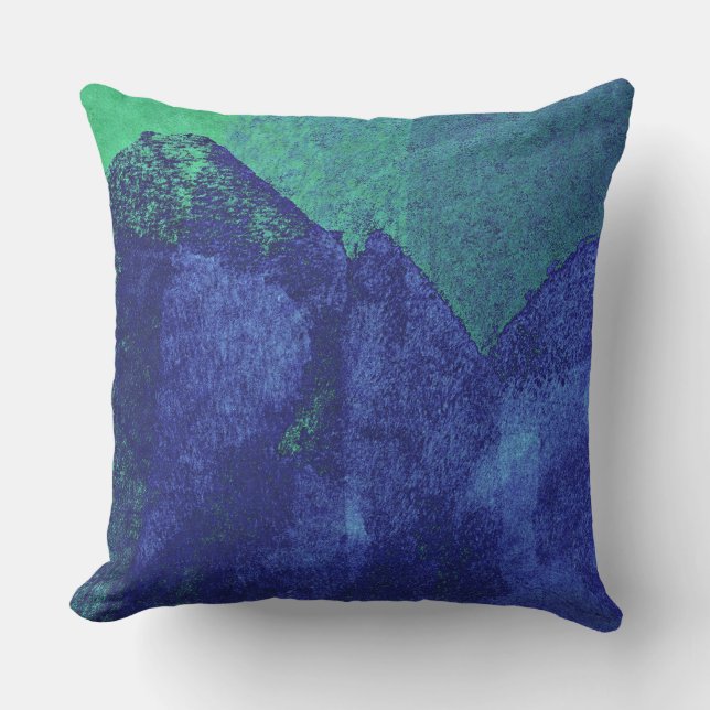 Koel moderne blauwe groene schilderkunst kussen (Voorkant)