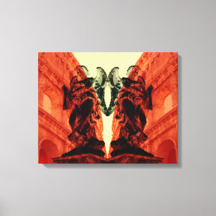 Koel moderne collage van historisch Rome in rood Canvas Afdruk