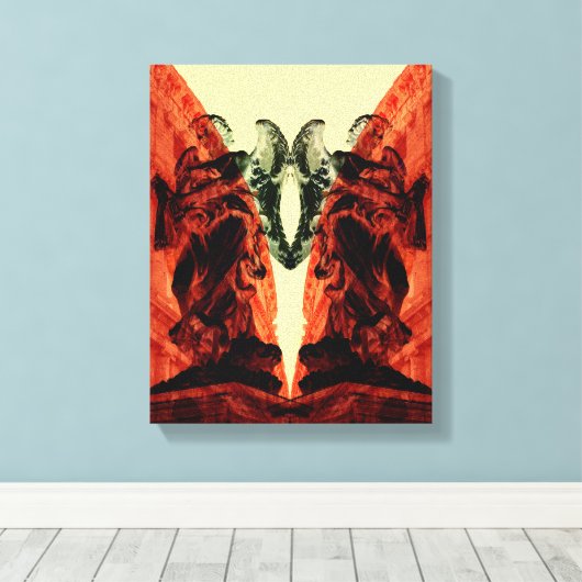 Koel moderne collage van historisch Rome in rood Canvas Afdruk (Insitu (Houten vloer))