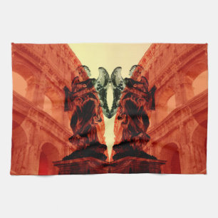 Koel moderne collage van historisch Rome in rood Theedoek