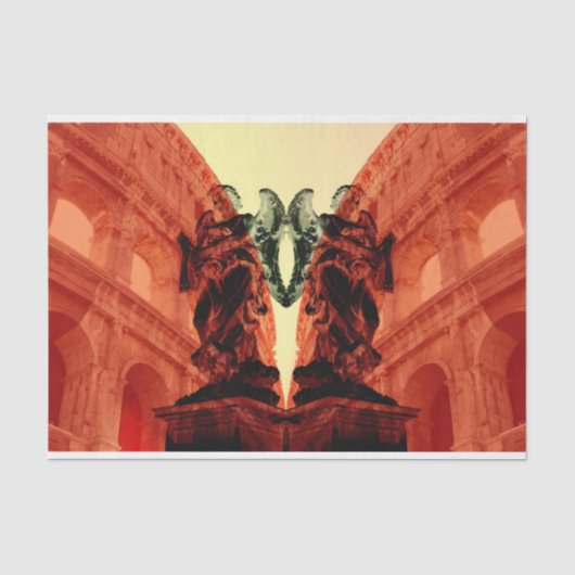 Koel moderne collage van historisch Rome in rood Tissuepapier (Voorkant)