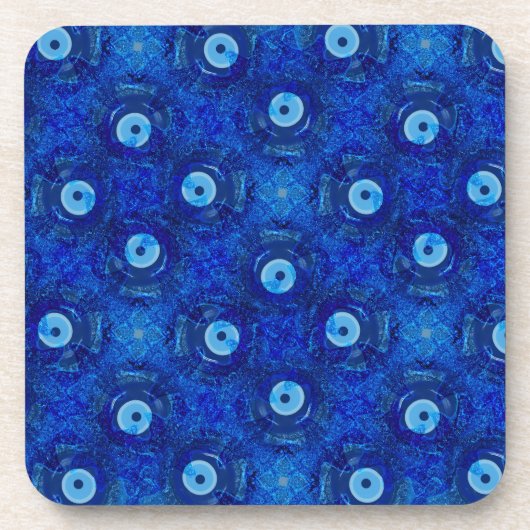 Koel, moderne digitale kunst van blauw boze oogpat bier onderzetter (Voorkant)