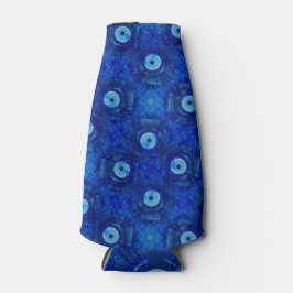 Koel, moderne digitale kunst van blauw boze oogpat flesjeskoeler