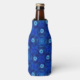 Koel, moderne digitale kunst van blauw boze oogpat flesjeskoeler