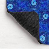 Koel, moderne digitale kunst van blauw boze oogpat muismat (Hoek)