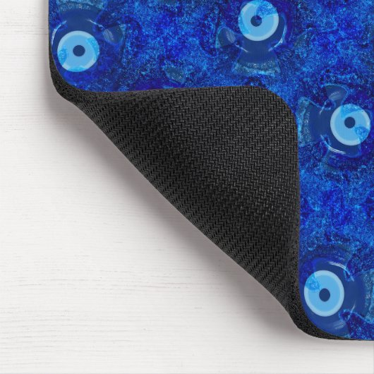 Koel, moderne digitale kunst van blauw boze oogpat muismat (Hoek)