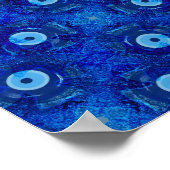 Koel, moderne digitale kunst van blauw boze oogpat poster (Hoek)