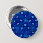 Koel, moderne digitale kunst van blauw boze oogpat ronde button 7,6 cm (Voorkant /achterkant)