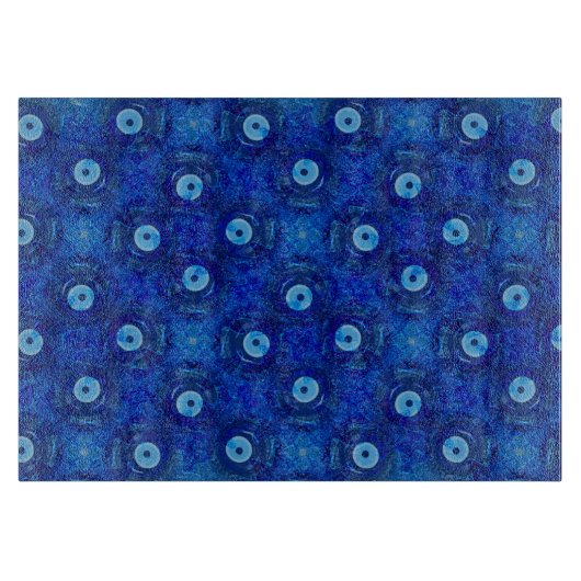 Koel, moderne digitale kunst van blauw boze oogpat snijplank (Voorkant)