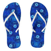Koel, moderne digitale kunst van blauw boze oogpat teenslippers (Voetbed)