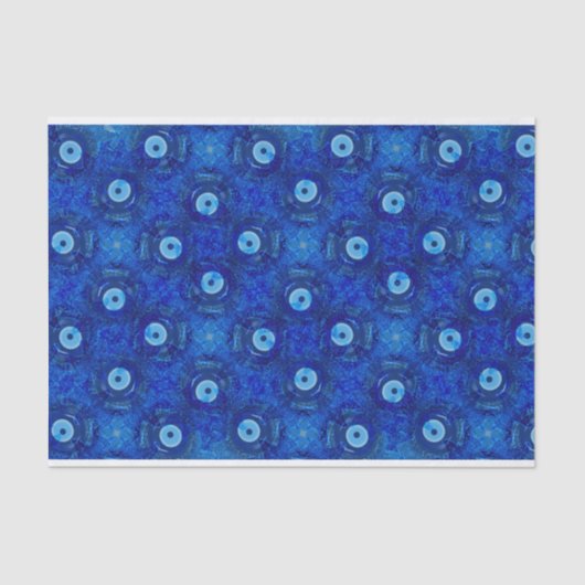 Koel, moderne digitale kunst van blauw boze oogpat tissuepapier (Voorkant)