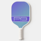 Koel Moderne Dubbele Initialen Gradiënt Paars Blau Pickleball Paddle (Voorkant)