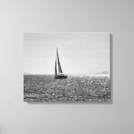Koel moderne foto van zeilboot in de zomer canvas afdruk