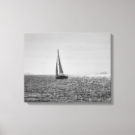 Koel moderne foto van zeilboot in de zomer canvas afdruk