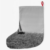 Koel moderne foto van zeilboot in de zomer grote kerstsok (Achterkant)