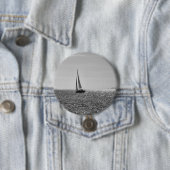 Koel moderne foto van zeilboot in de zomer ronde button 7,6 cm (In situ)