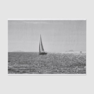 Koel moderne foto van zeilboot in de zomer tissuepapier