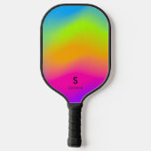 Koel Moderne Kleurrijke Neon Fel Regenboog Gradiën Pickleball Paddle (Achterkant)