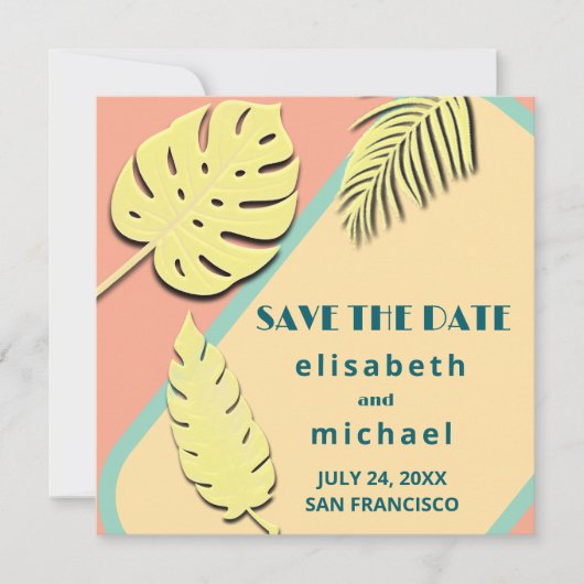 Koel moderne pastel zomer tropisch save the date (Voorkant)