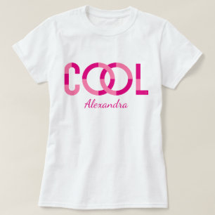Koel Moderne roze typografische naam op maat T-shirt