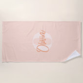 Koel monochroom blos roze trendy script monogram strandlaken (Voorkant)