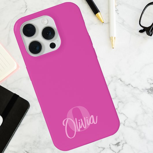 Koel monochroom roze trendy script monogram iPhone hoesje