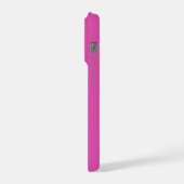 Koel monochroom roze trendy script monogram iPhone hoesje (Linkerkant)