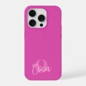 Koel monochroom roze trendy script monogram iPhone hoesje (Achterkant)