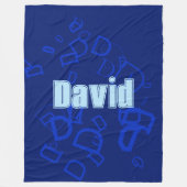 Koel monogram en naam in marine & lichtblauw fleece deken (Voorkant)