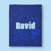 Koel monogram en naam in marine & lichtblauw fleece deken