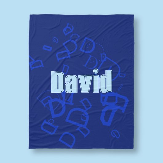 Koel monogram en naam in marine & lichtblauw fleece deken